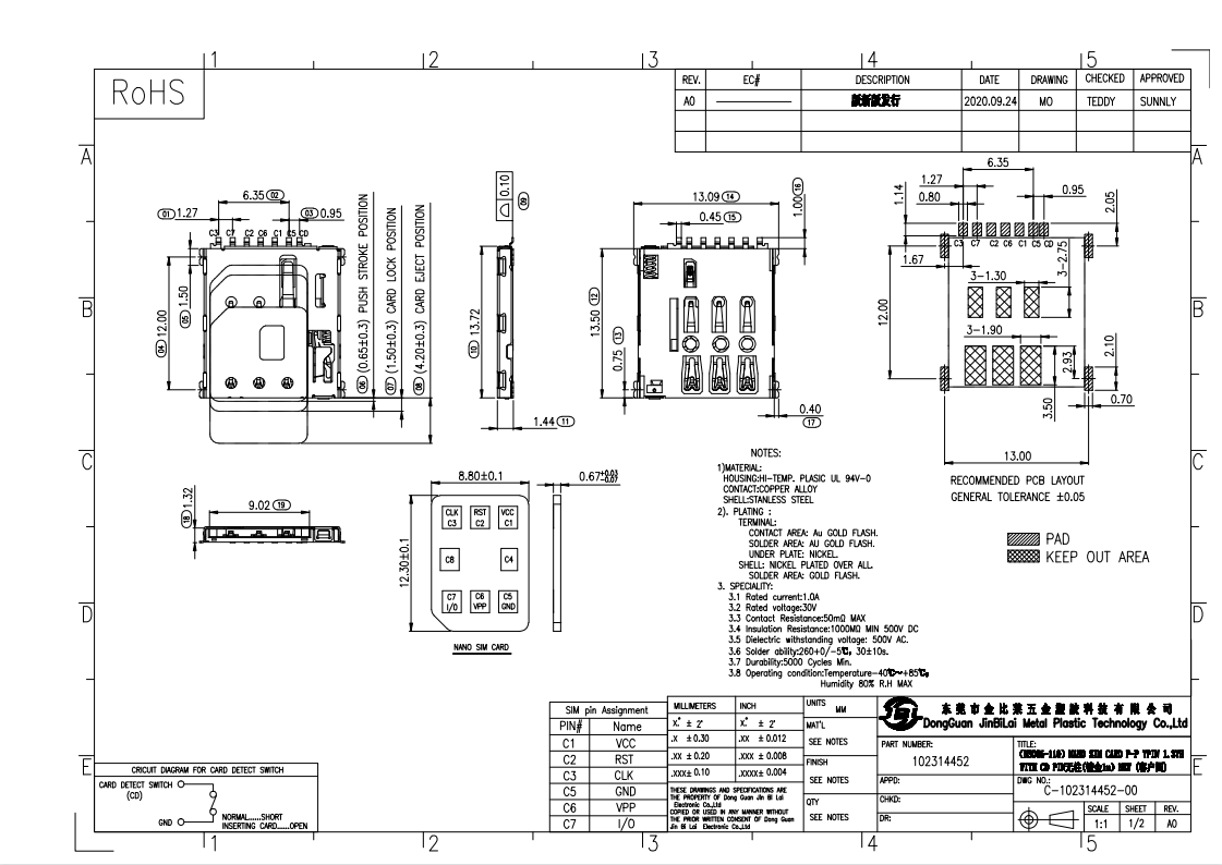 102314452-新NANO SIM PUSH PUSH 無(wú)柱 1.37H帶CD檢查腳